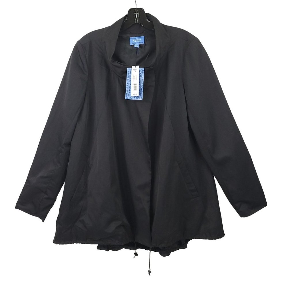Simply Vera Vera Wang Vibrant Bloom Full Zip Windbreaker Womens 14 Black NEW